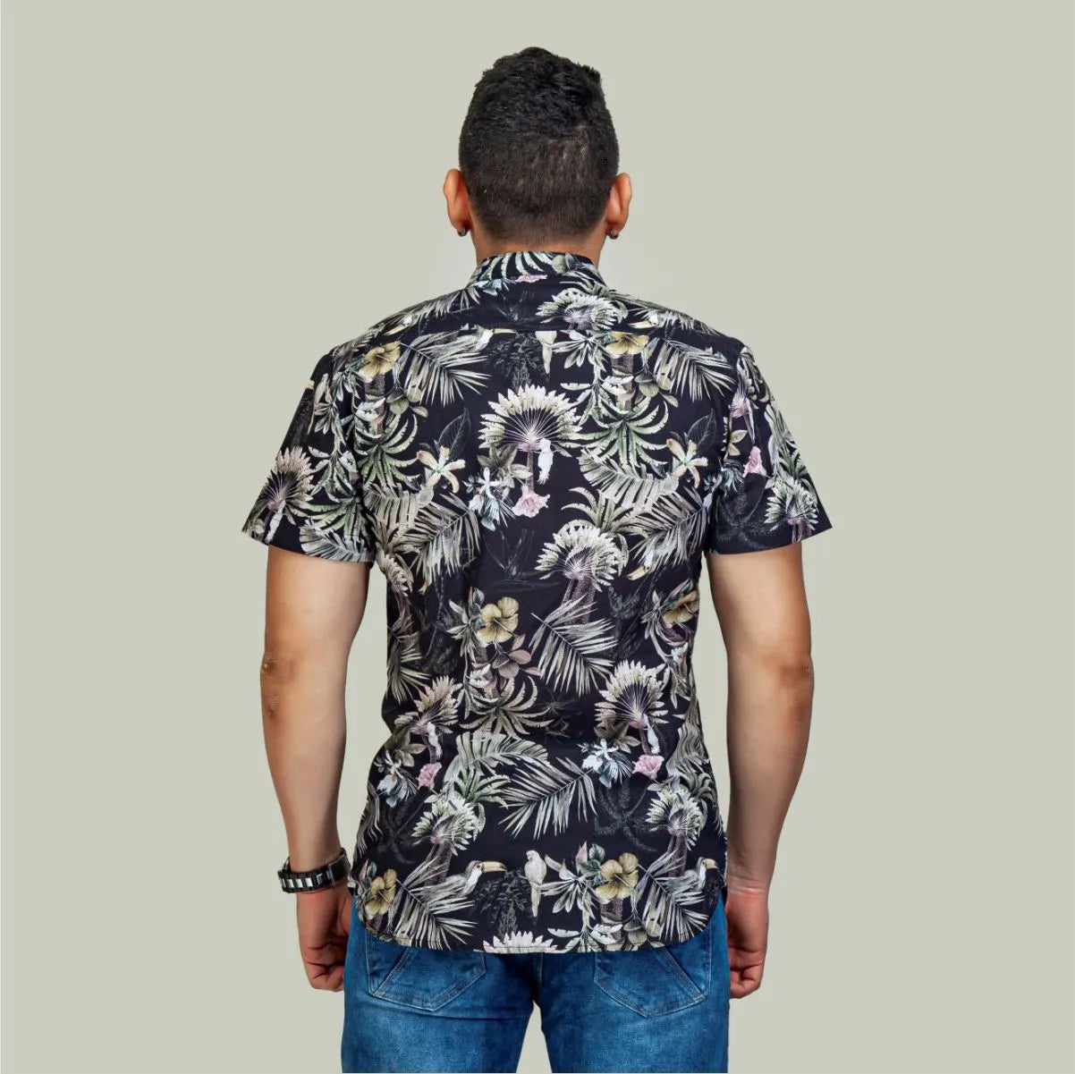Camisa Manga Corta Tropical Black