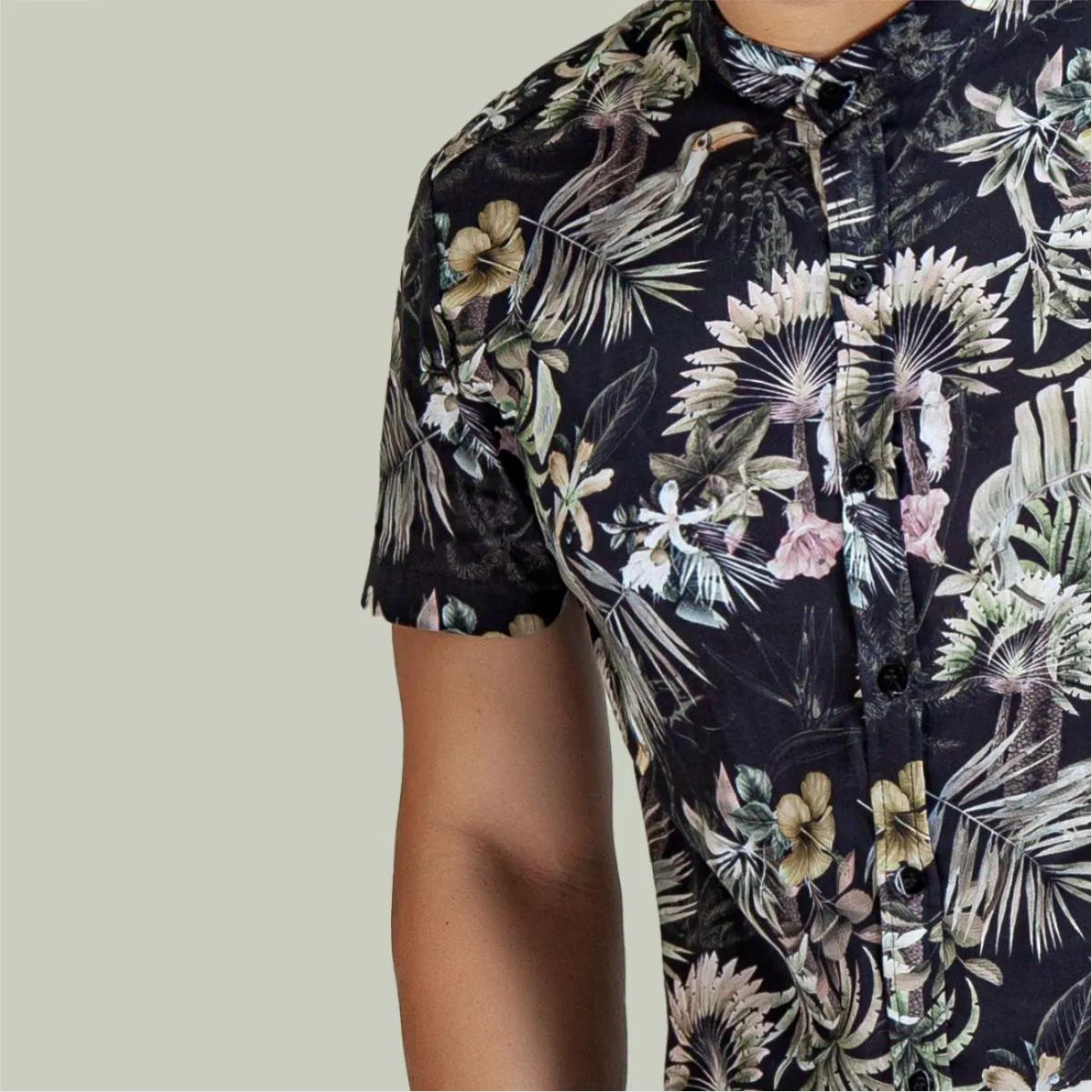Camisa Manga Corta Tropical Black